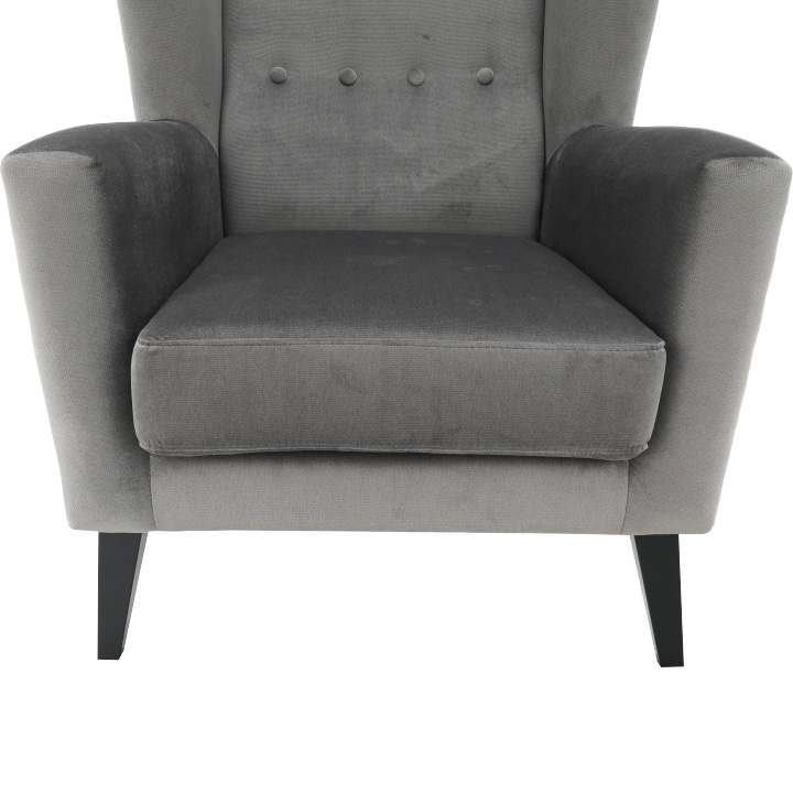 Kreslo-ušiak, svetlosivá/čierna, RODEZA - Image 4