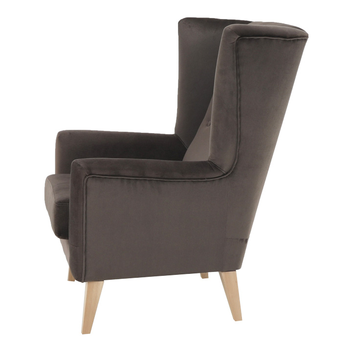 Kreslo-ušiak, taupe-sivohnedá/buk, RODEZA - Image 5