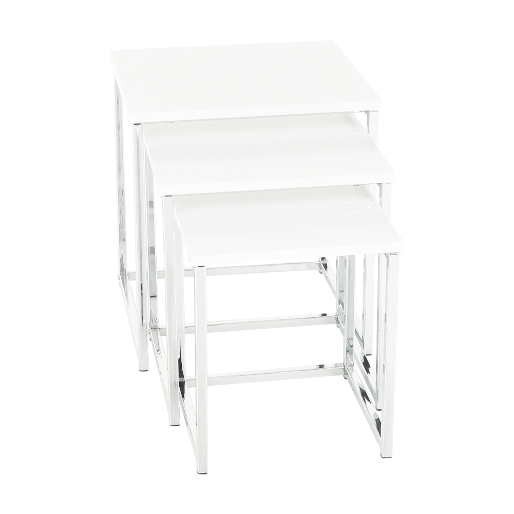 Konferenčné stolíky, set 3 ks, biela extra vysoký lesk, ENISOL TYP 3 - Image 3