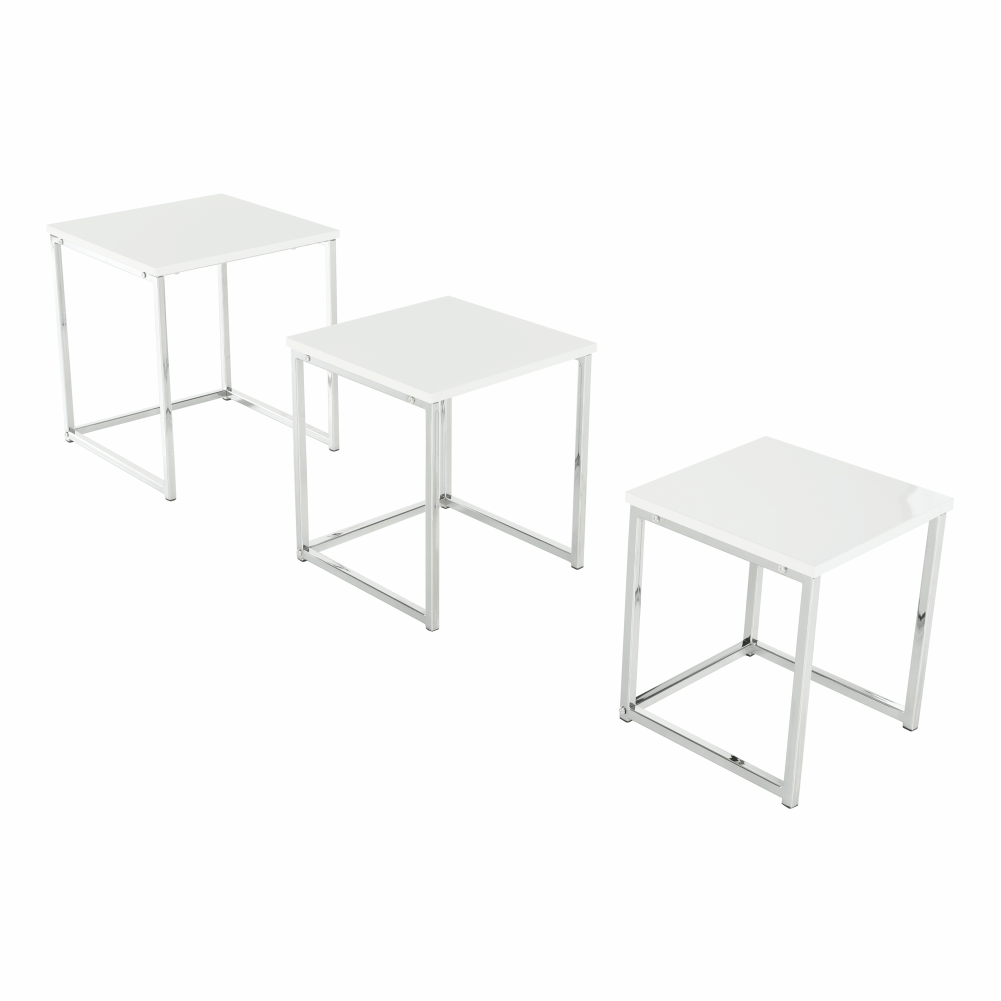 Konferenčné stolíky, set 3 ks, biela extra vysoký lesk, ENISOL TYP 3 - Image 4