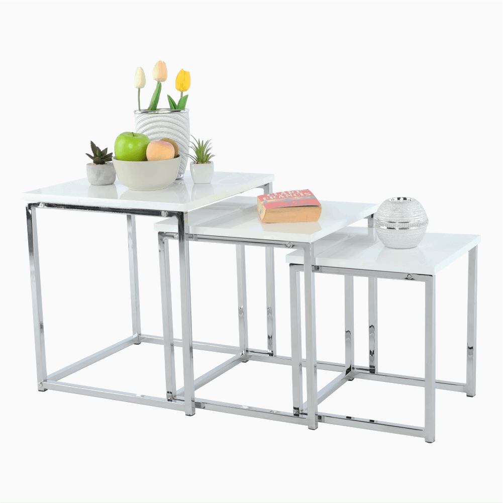 Konferenčné stolíky, set 3 ks, biela extra vysoký lesk, ENISOL TYP 3 - Image 14