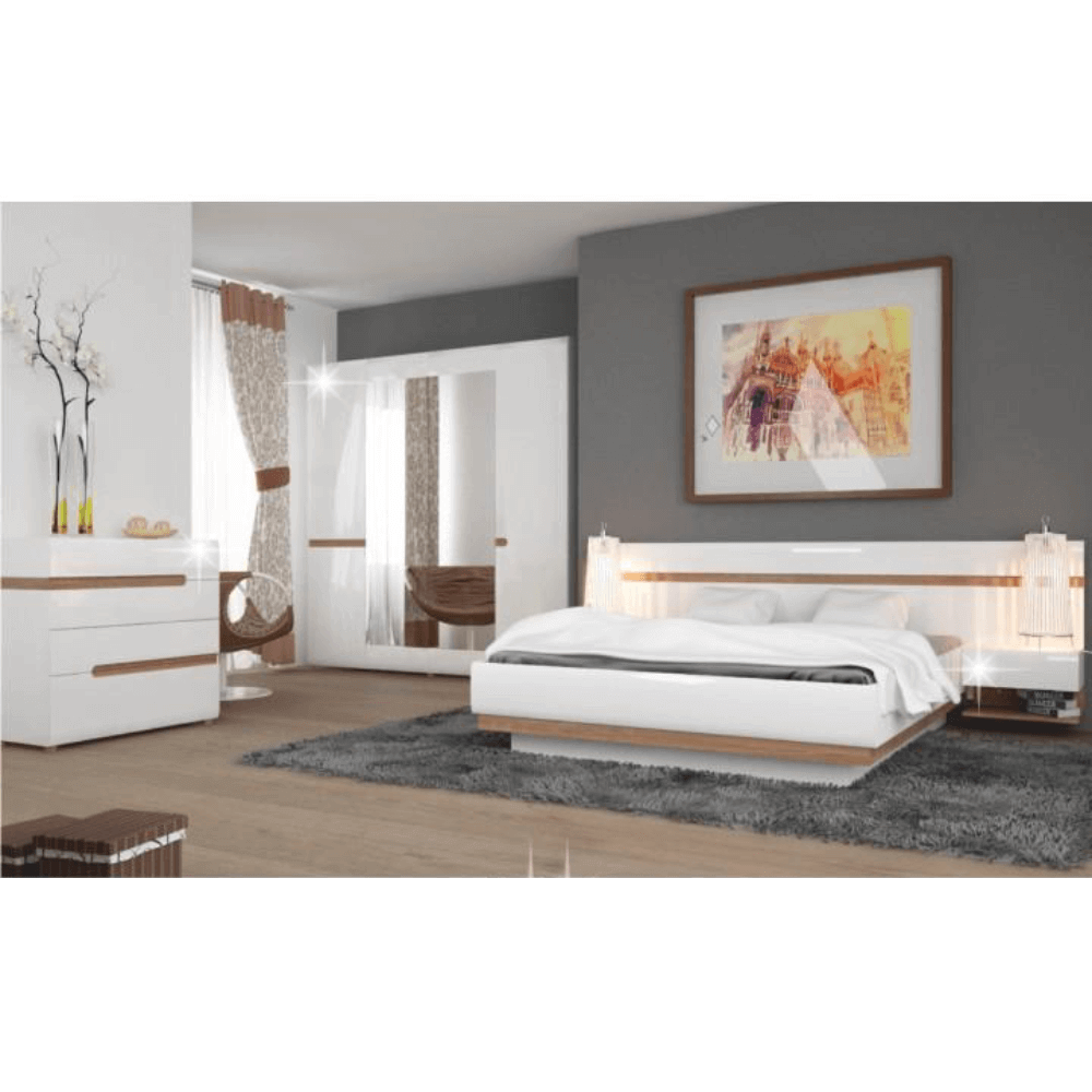 Skriňa, biela extra vysoký lesk HG/dub sonoma tmavý truflový, LYNATET TYP 22 - Image 3