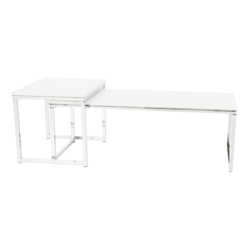 Konferenčné stolíky, set 2 ks, biela matná/chróm, MAGNO TYP 2 - Image 11