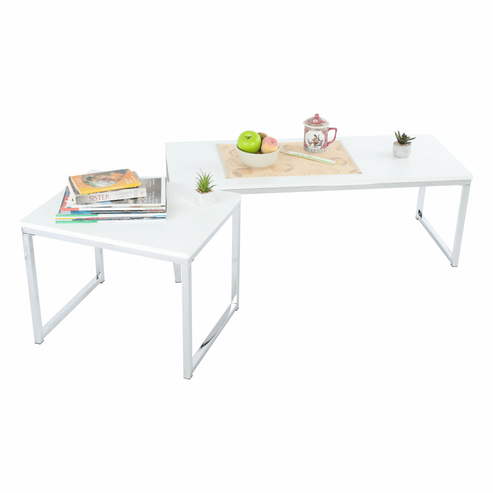 Konferenčné stolíky, set 2 ks, biela matná/chróm, MAGNO TYP 2 - Image 19