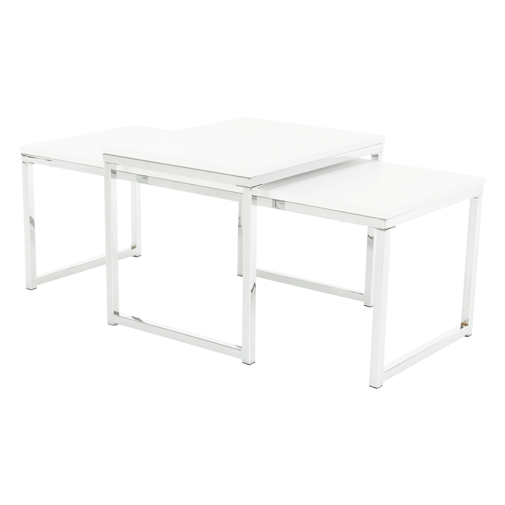 Konferenčné stolíky, set 2 ks, biela matná/chróm, MAGNO TYP 2 - Image 4