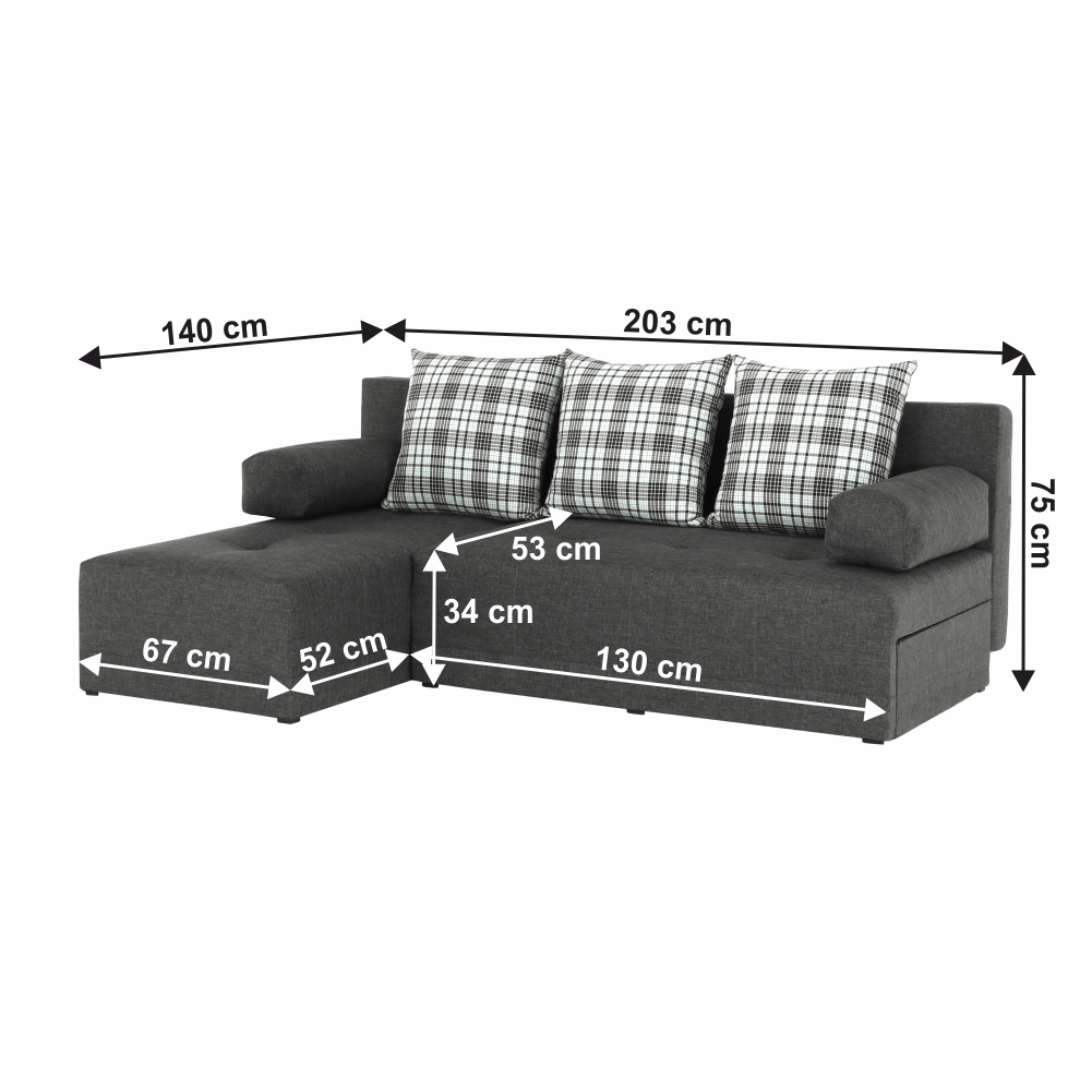 Rohová sedacia súprava, sivý melír/vankúše vzor, ľavá, MEXX NEW - Image 19