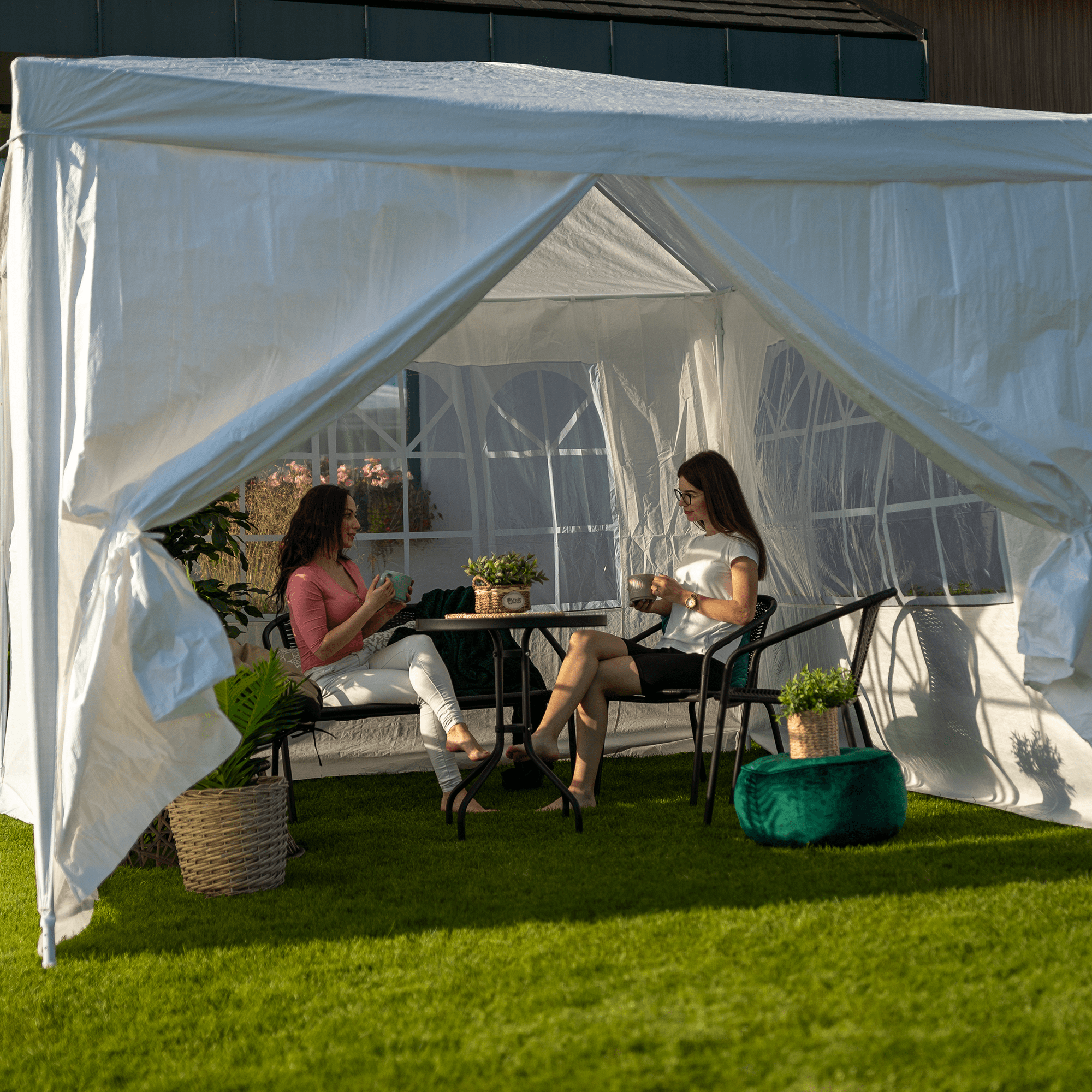 Záhradný párty stan, biela, 3x3 m, TEKNO TYP 1 + 4 bočné strany - Image 3