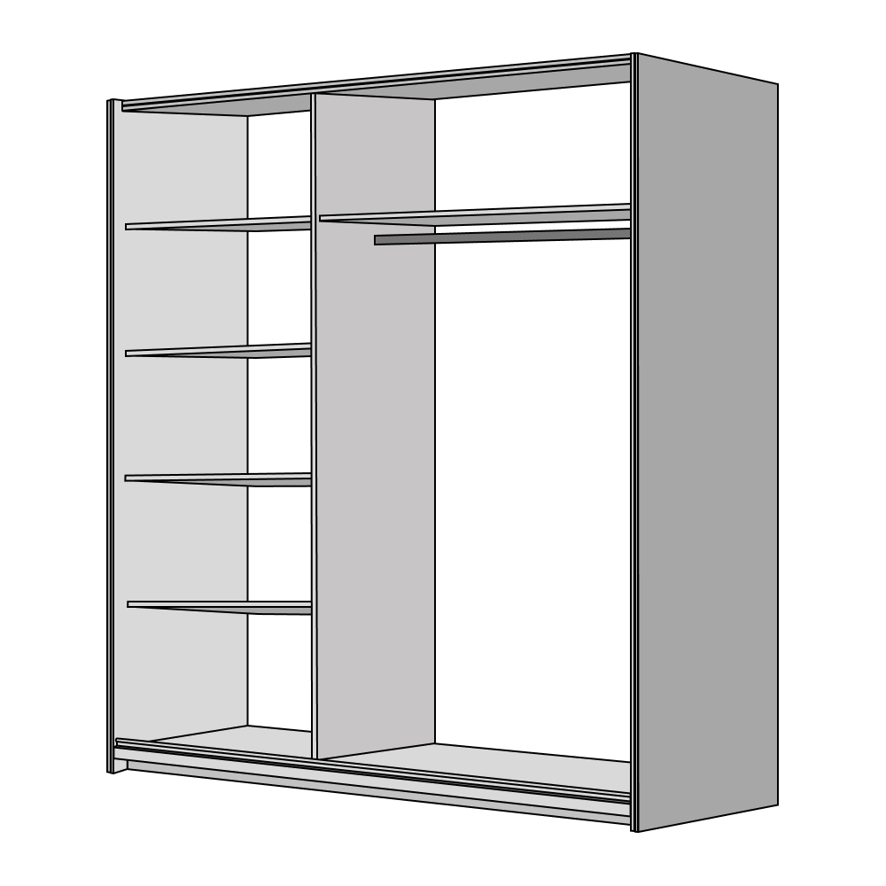 Spálňový komplet (skriňa+posteľ 160x200+2x nočný stolík), biela/vysoký biely lesk HG, ASIENA - Image 2