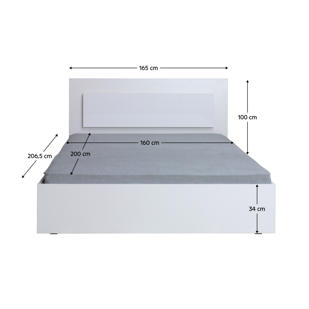 Spálňový komplet (skriňa+posteľ 160x200+2x nočný stolík), biela/vysoký biely lesk HG, ASIENA - Image 3