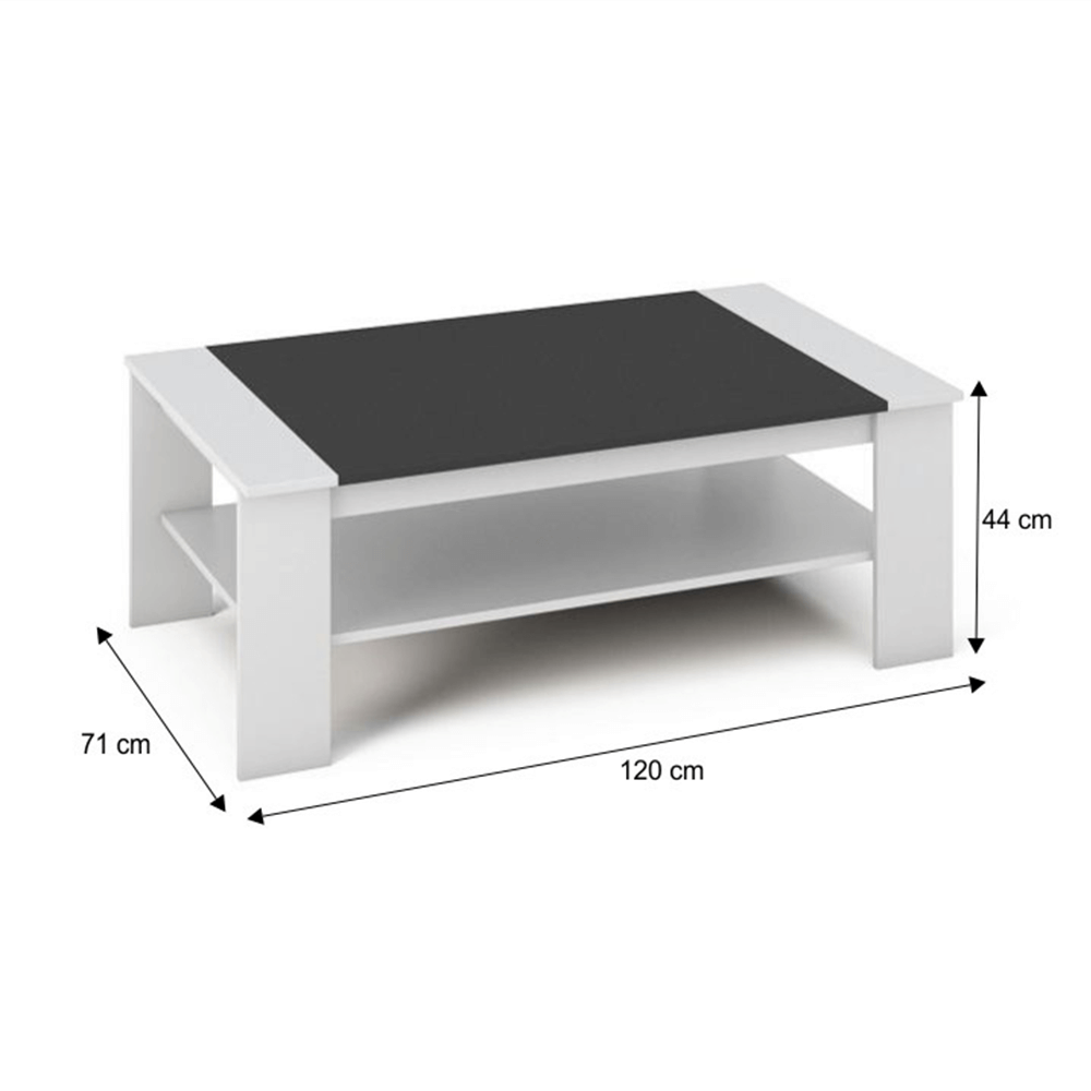 Konferenčný stolík, biela/čierna, BAKER - Image 2
