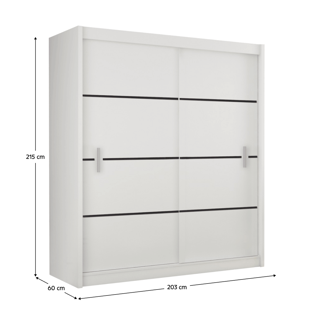 Skriňa s posúvacími dverami, biela/čierna, MERINA 203 - Image 4