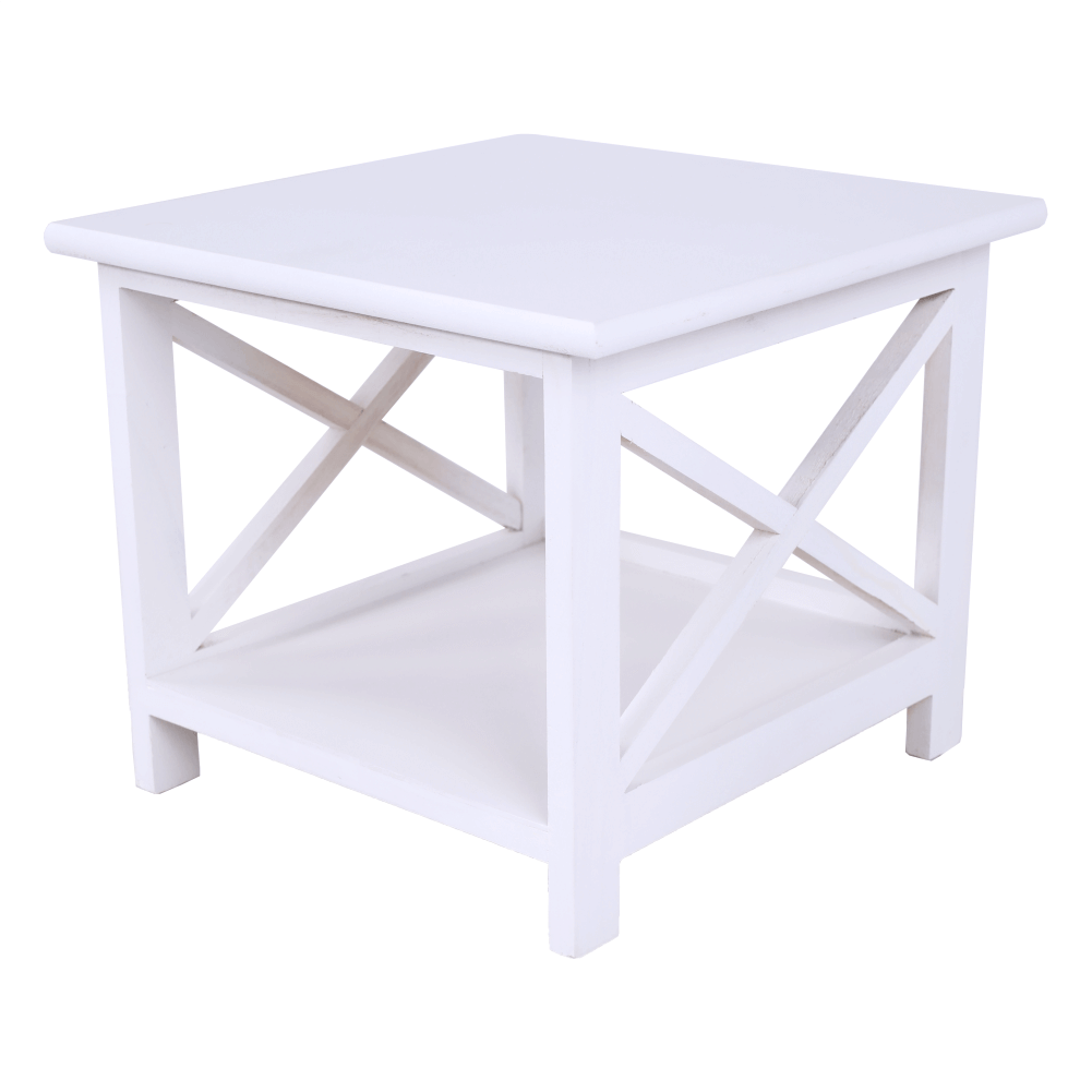 Nočný stolík, drevo/prútie/látka, biela, RAFAELLO - Image 4
