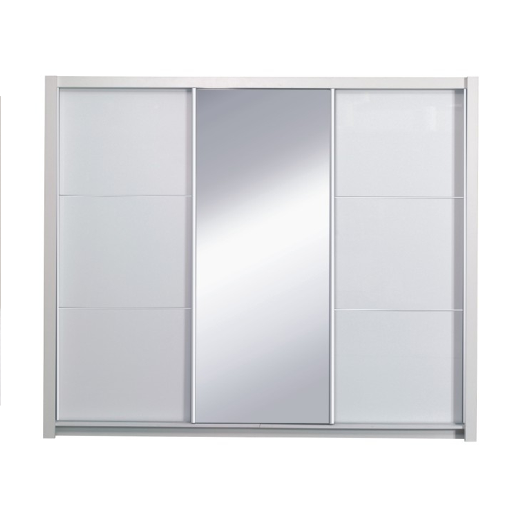 Spálňový komplet (skriňa+posteľ 160x200+2x nočný stolík), biela/vysoký biely lesk HG, ASIENA - Image 5